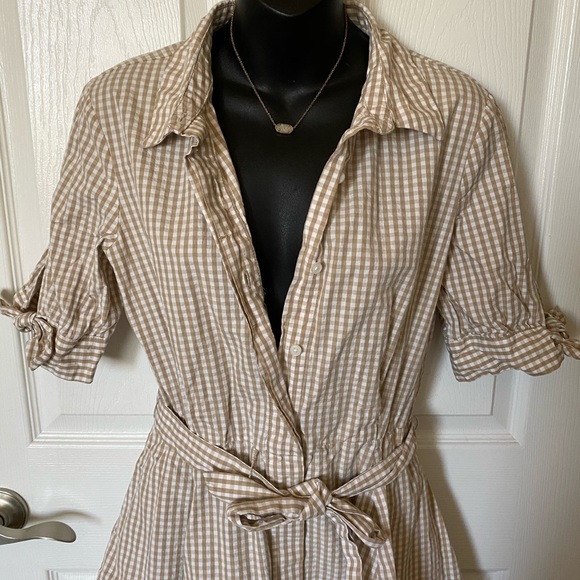 Calvin Klein Brown & White Plaid Midi Dress - Picture 9 of 16